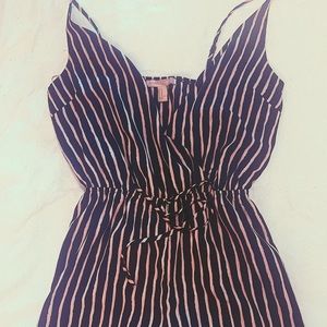 Medium Navy Blue and Light Pink Short Romper